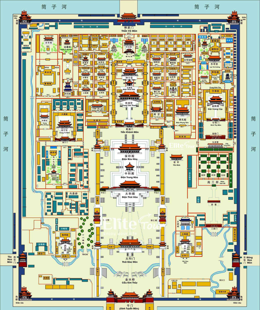 Bản đồ Tử Cấm Thành cho thấy được sự hùng vĩ của cố cung.
