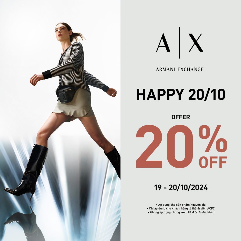 Armani Exchange Ưu Đãi 20% Mừng Ngày Phụ Nữ Việt Nam 